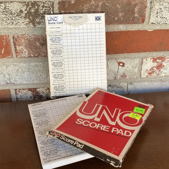 2 sets of vintage 1978 Uno Score Pad - Double Score Cards (Front/Back) No. 4001 - Picture 3 of 4
